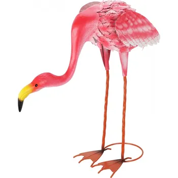 Zahradní dekorace Kovový plameňák 65 cm růžový B