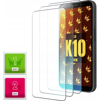 Pouzdro na mobilní telefon 3-BALENÍ Tvrzené Sklo pro LG K10 2018 (9H tvrdost, ploché 2.5D, ochranné)