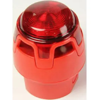 Červená siréna s doplňkovou optickou červenou signalizací