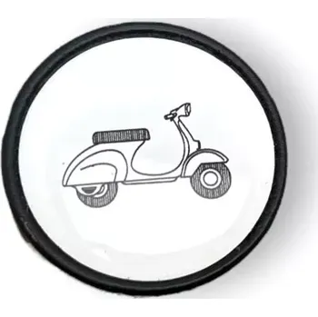 Nábytková knopka Bianco černá, motiv skútr V32