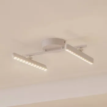 Lampička Lindby LED reflektor Eldrin, bílý, 2 světla, světelné body - Stříška - Ø 12 cm, výška 3,5 cm bílá LED 20 W celkem