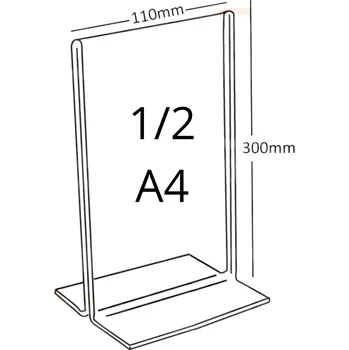 Plexi stojánek tvar T 1/2 A4 na výšku