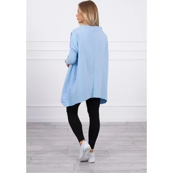 Dámská mikina Dámská modrá oversize mikina s asymetrickými boky K-Fashion, UNI i519_19645-U