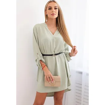 Dámské šaty Dámské italské šaty s výstřihem a pásem - tmavá máta K-Fashion, UNI i519_29563-U