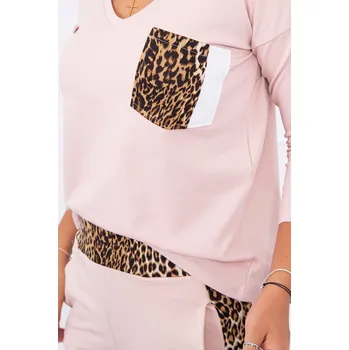Dámská halenka Leopardí Sada Halenka a Kalhoty Tmavě Růžová K-Fashion, UNI i519_15618-U