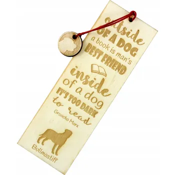 Doplněk ke knize Bullmastiff - gravírovaná záložka do knihy se psem, jméno psa