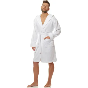 Pánský župan Pánský bílý župan s kapucí - L&L, XXL i556_56067_62851_89