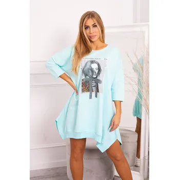 Dámské šaty Dámské mint šaty s potiskem a rozšířeným lemem K-Fashion, UNI i519_17378-U