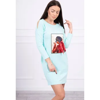 Dámské šaty Dámské mátové 3D šaty s hráškem a mašlí K-Fashion, UNI i519_17076-U