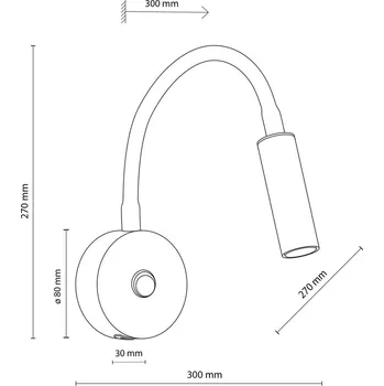 Lampička TK Lighting Nástěnné světlo Lagos USB, 27 cm, černé, lampa na čtení, G9 - Ø baldachýn 8 cm černý 1 x 8 W LED - Doprava zdarma