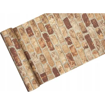 Tapeta TAPETY hnědá CIHLA 3D s posypem z písku