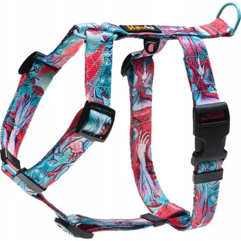 Postroj pro psa POHODLNÉ postroje pro psa. Vzor Houbičky. Úchyt na adresářku! Velikost S