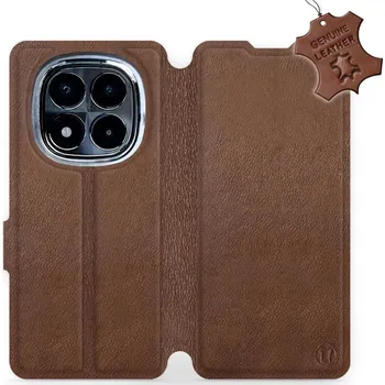 Pouzdro na mobilní telefon Kožené flip pouzdro Mobiwear - Xiaomi Poco X7 - Hnědé (Kožené knížkové pouzdro, obal, kryt na mobil Xiaomi Poco X7, Hnědé, materiál Genuine Leather, ochrana 360°, stojánek, silikonová vanička, magnetické zavírání)