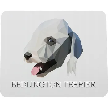 Obraz Bedlington Terrier, Rothbury Terrier - geometrická podložka s fotografií a