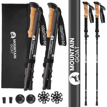 Trekingová hůl Trekingová hůl Mountain Goat karbonová, černá, nastavitelná 60-135 cm