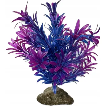 umělá květina UMĚLÁ ROSTLINA DO AKVÁRIA FIALOVÁ DEKORACE OZDOBA TERÁRIA 19 CM