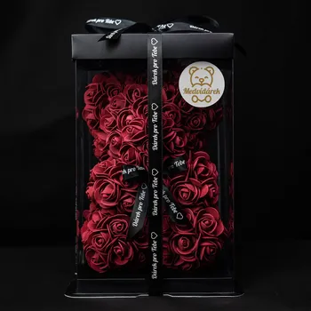 Medvídárek Classic medvídek z růží 25cm dárkově balený - tmavě červený