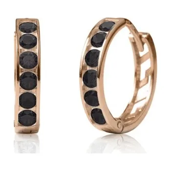 Náušnice Couple, Dívčí kruhové náušnice Elaxi II, růžové zlato s černými zirkony, Kruhy kloubové, 585-66-3-0364.4C00.0.11.009.61