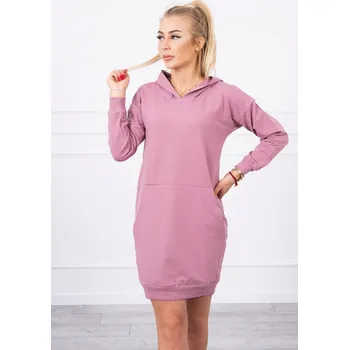 Dámské šaty Dámské pohodlné šaty s kapucí K-Fashion - tmavě růžové, UNI i519_17899-U