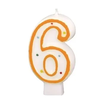 Narozeninová svíčka 7,3cm s puntíčky číslo 6 Amscan