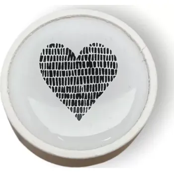 Nábytková knopka Nero bílá, motiv srdce černé V36