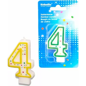 Narozeninová svíčka 7,3cm s puntíčky číslo 4 Amscan