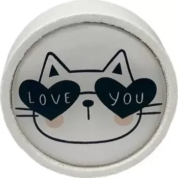 Nábytková knopka Nero bílá, motiv love V99