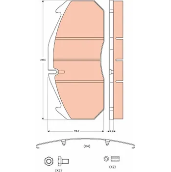 Brzdová destička Sada brzdových destiček, kotoučová brzda JURID 2913109560