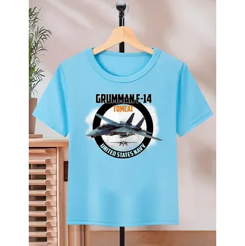 Chlapecké tričko STRIKER Dětské tričko F-14 Tomcat Barva: Modrá, Velikost: 8 let