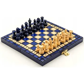 Šachy Kapesní šachy modré / Mini šachy / Dřevěné šachy / výrobce Szachy Žurek