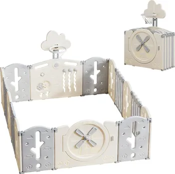 Dětská ohrádka inSPORTline Bufalino 14+2 26662 167 x 200 x 64 cm bílá/šedá