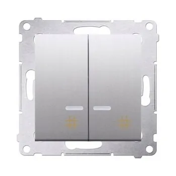 vypínač Křížový vypínač Klasik, Podomítkový Kontakt-simon stříbrný DW7/2L.01/43