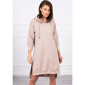 Dámské šaty Dámské béžové šaty s kapucí a delšími zády K-Fashion, UNI i519_17411-U