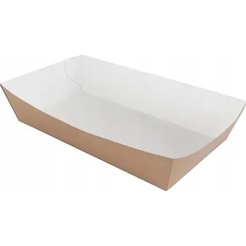 Jednorázové nádobí ECO tácek SNACK 15x8,5x3,5 cm hnědo-bílý, balení 100 ks