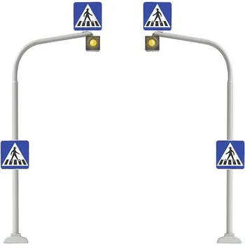 Modelová železnice Busch 5916 H0 sada 2 ks semafory pro chodce vč. přechodu pro chodce k setření stavebnice