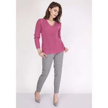 Dámský svetr Dámský růžový svetr výstřih V - MKM MKMSwetry, S i556_44450_37_33