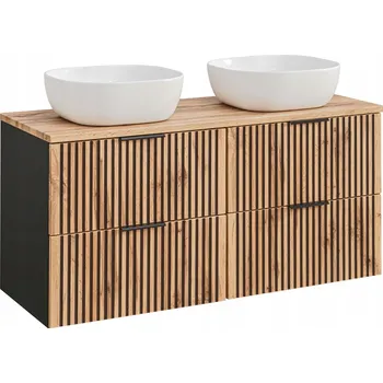 Koupelnový nábytek Závěsná skříňka s umyvadlem 120 cm ČERNÁ Deska RYFLE