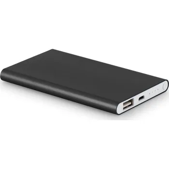 Powerbanka MARCET. Powerbanka slim 4 000 mAh z recyklovaný ABS (70 % rABS) a recyklovaný hliník (30 % rAL) - Černá