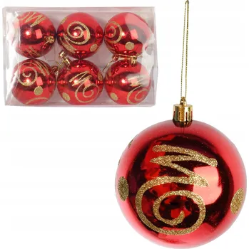 Vánoční dekorace SADA 6 ČERVENÝCH PLASTOVÝCH VÁNOČNÍCH OZDOB