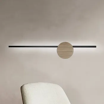 Lampička TK Lighting LED nástěnné světlo Java II, černá/dub, výška 93 cm, kov černá, dub LED 22 W celkem - Doprava zdarma