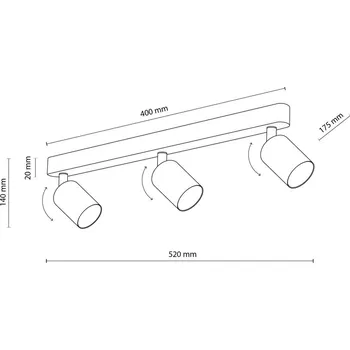 Lampička TK Lighting Stropní bodové světlo Livia, růžové, 52 cm, 3-bodové, kov, GU10 růžová 3 x 10 W LED - Doprava zdarma