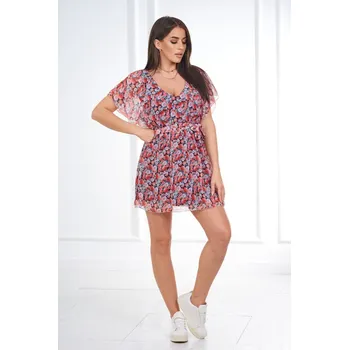 Dámské šaty Dámské květinové šaty s vázáním K-Fashion černé, UNI i519_20235-U