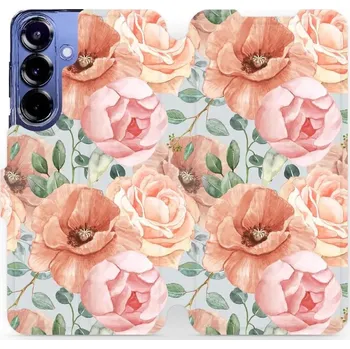 Pouzdro na mobilní telefon Flipové pouzdro Mobiwear - Samsung Galaxy S25 Plus - MP02S Pastelové květy (Knížkové flip pouzdro, obal, kryt na mobil Samsung Galaxy S25 Plus - MP02S Pastelové květy, materiál Umělá kůže + TPU - ochrana 360°, stojánek, silikonová vanička, magnetické)