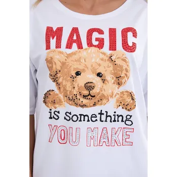 K-Fashion Dámská Halenka s Potiskem - Bílá Elegance, UNI i519_19788-U