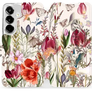 Pouzdro na mobilní telefon Flipové pouzdro Mobiwear - Samsung Galaxy S25 - MP01S Rozkvetlá louka (Knížkové flip pouzdro, obal, kryt na mobil Samsung Galaxy S25 - MP01S Rozkvetlá louka, materiál Umělá kůže + TPU - ochrana 360°, stojánek, silikonová vanička, magnetické zavírání)