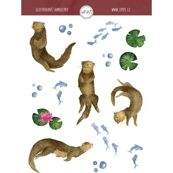 Samolepící dekorace ePipí Arch samolepek Vydry A6 12 samolepek