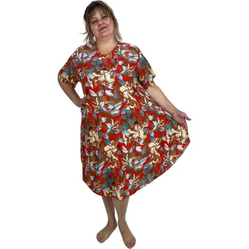 Dámské šaty NOVINKA - Šaty s rukávky Lístečky - červené