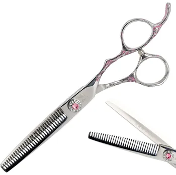 Kadeřnické nůžky WOLF kadeřnické efilační nůžky pro praváky 6,0 Pink Diamond offset na stříhání vlasů do salonu řada Classic N890