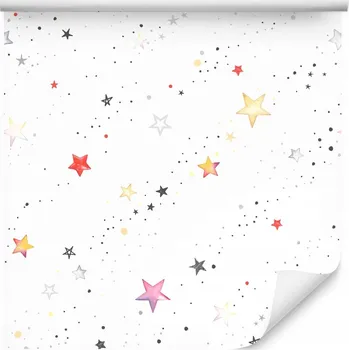 Fototapeta Dětská tapeta barevné hvězdičky puntíky akvarel