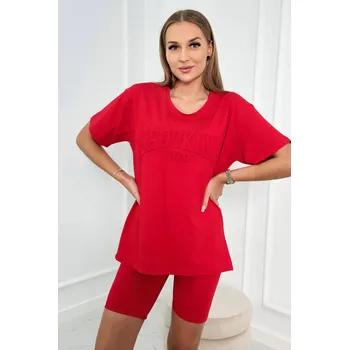 Dámská halenka Červená sada Brooklyn - halenka a šortky K-Fashion, UNI i519_24018-U